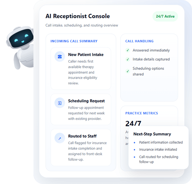 AI RECEPTIONIST FOR BEHAVIORAL HEALTH